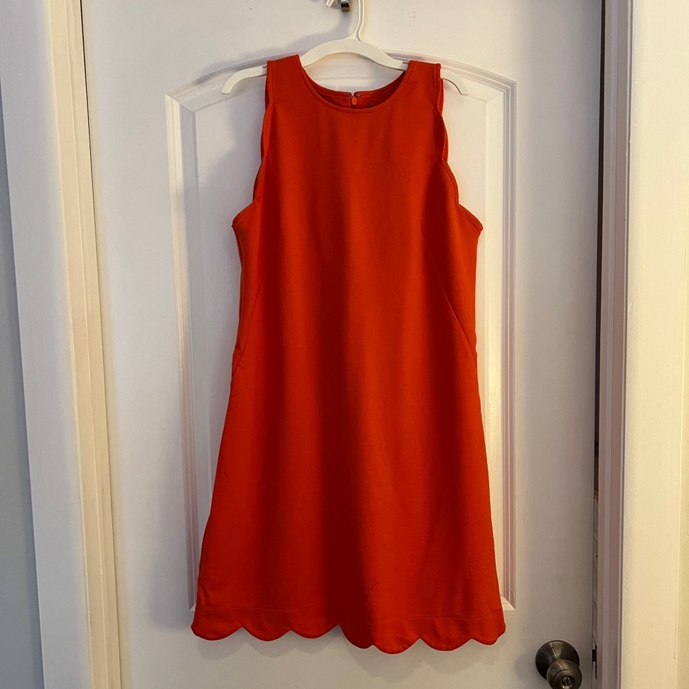 Vince Camuto red scalloped shift dress